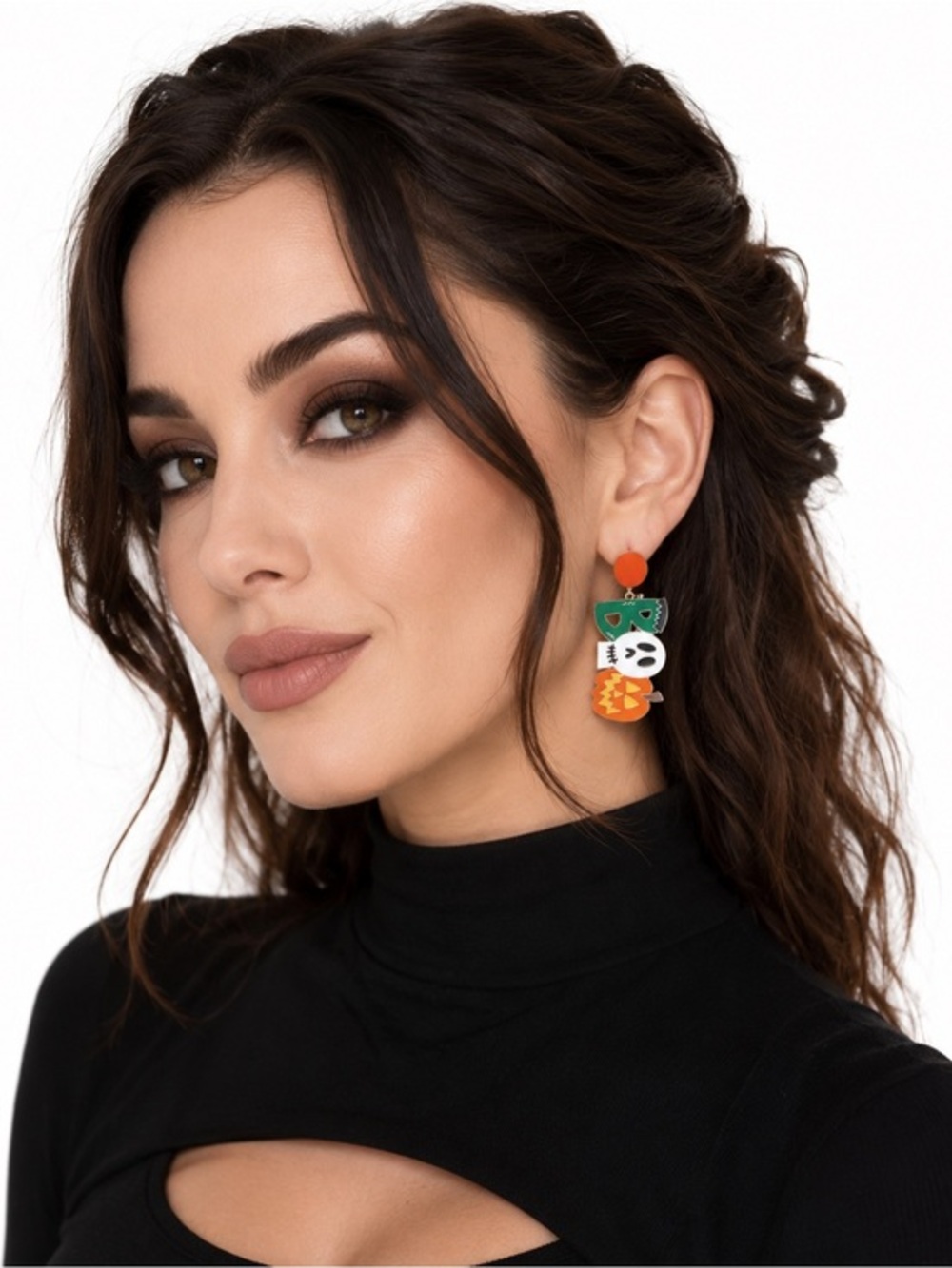 NWT Pumpkin Ghost Death Skeleton Skull Frankenstein Halloween Boo Stud Earrings